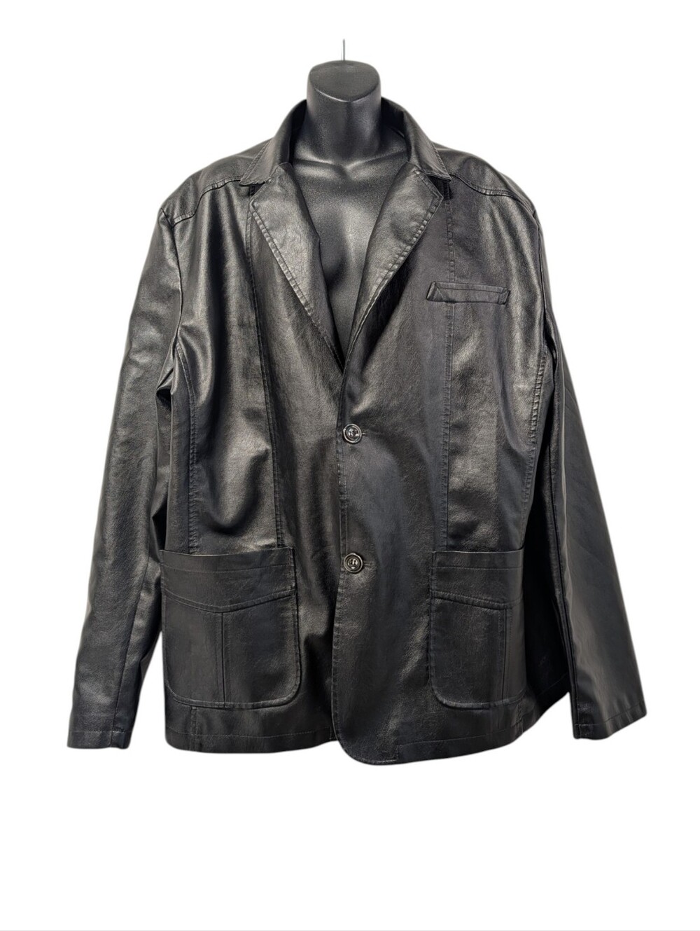 Women's Black Leather Blazer Jacket